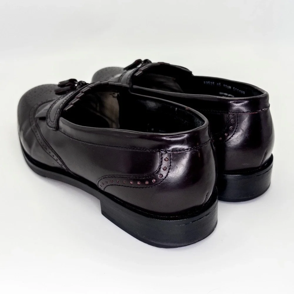 Nunn Bush Men's 11.5M Burgundy Leather Kiltie Tassel Loafers Dress Shoes